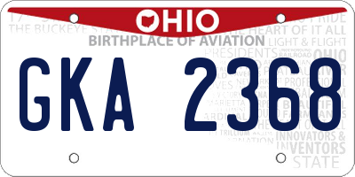 OH license plate GKA2368