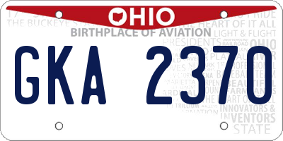 OH license plate GKA2370