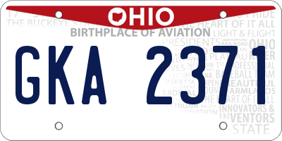 OH license plate GKA2371