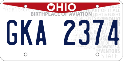 OH license plate GKA2374