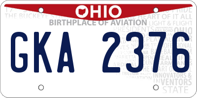 OH license plate GKA2376