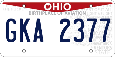 OH license plate GKA2377