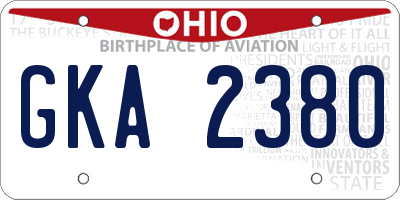 OH license plate GKA2380