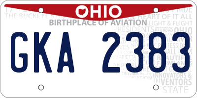 OH license plate GKA2383