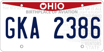 OH license plate GKA2386