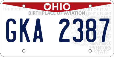 OH license plate GKA2387