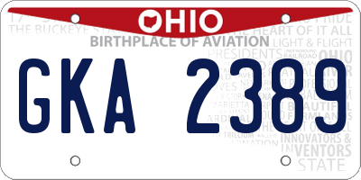 OH license plate GKA2389
