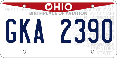 OH license plate GKA2390