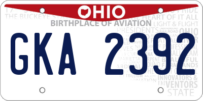 OH license plate GKA2392