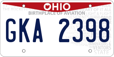OH license plate GKA2398