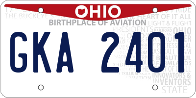 OH license plate GKA2401