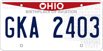 OH license plate GKA2403