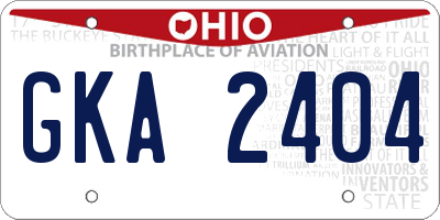 OH license plate GKA2404