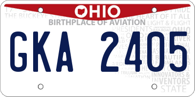 OH license plate GKA2405