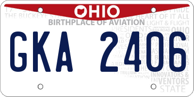 OH license plate GKA2406