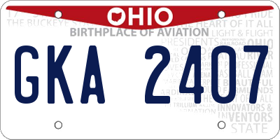 OH license plate GKA2407
