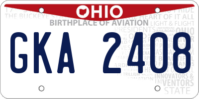 OH license plate GKA2408