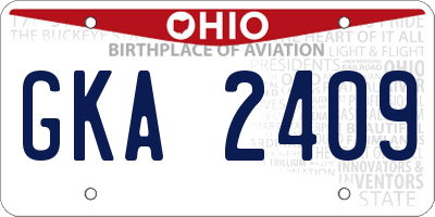 OH license plate GKA2409