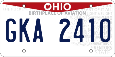 OH license plate GKA2410
