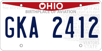 OH license plate GKA2412