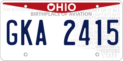 OH license plate GKA2415