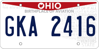 OH license plate GKA2416