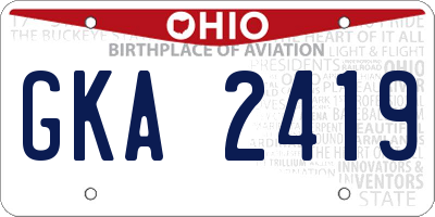 OH license plate GKA2419