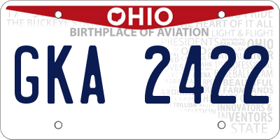OH license plate GKA2422