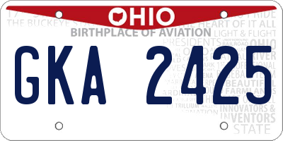 OH license plate GKA2425