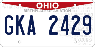 OH license plate GKA2429