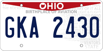 OH license plate GKA2430