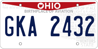 OH license plate GKA2432
