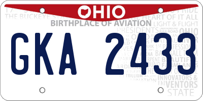 OH license plate GKA2433