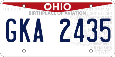 OH license plate GKA2435