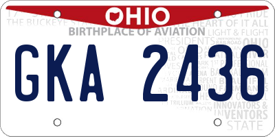 OH license plate GKA2436