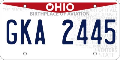 OH license plate GKA2445