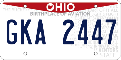 OH license plate GKA2447