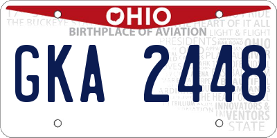 OH license plate GKA2448