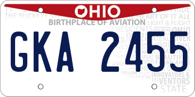OH license plate GKA2455