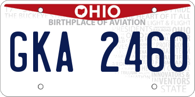 OH license plate GKA2460