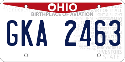 OH license plate GKA2463