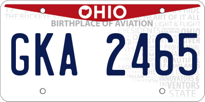 OH license plate GKA2465