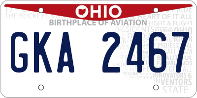 OH license plate GKA2467