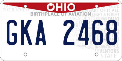 OH license plate GKA2468