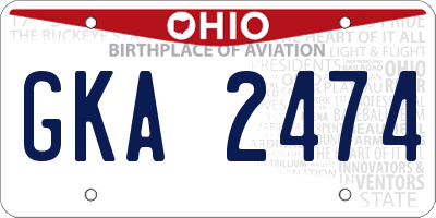 OH license plate GKA2474