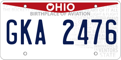 OH license plate GKA2476