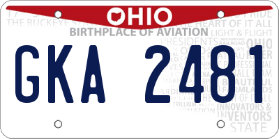 OH license plate GKA2481