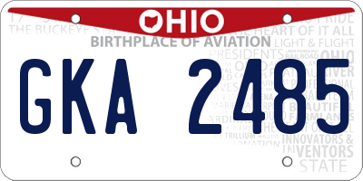 OH license plate GKA2485
