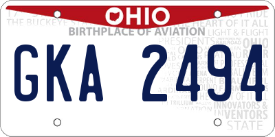 OH license plate GKA2494