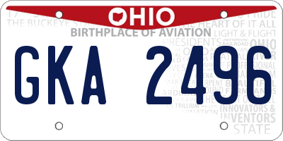 OH license plate GKA2496